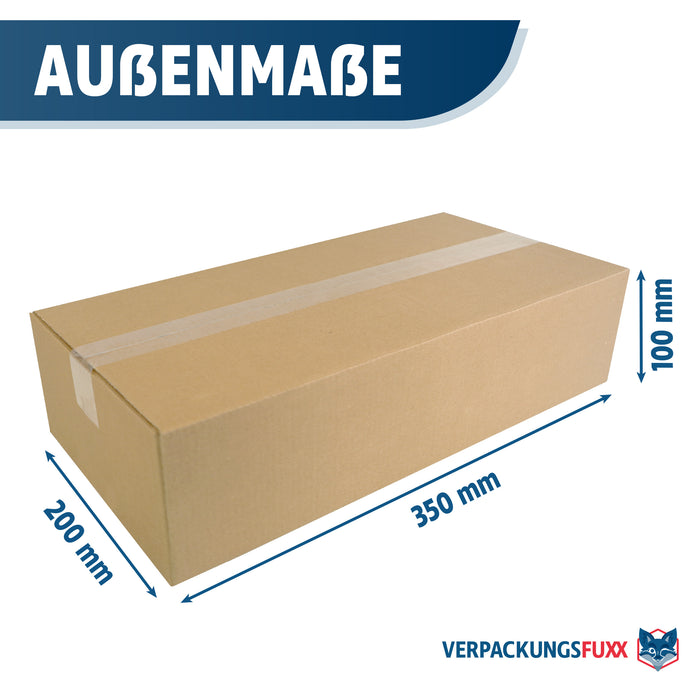 Faltkarton 350 x 200 x 100 mm, 1-wellig, braun, Versandkarton