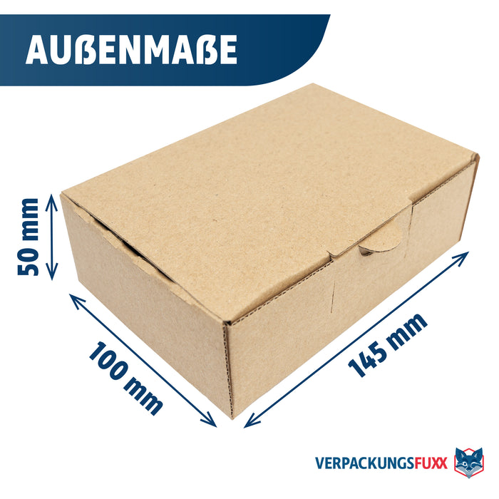 Maxibriefkarton MINI 145 x 100 x 50 mm braun von VERPACKUNGSFUXX