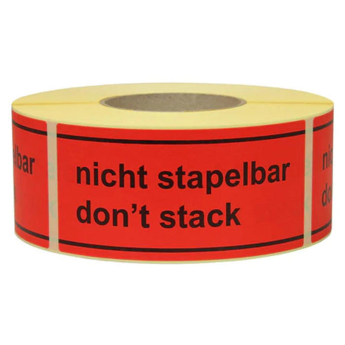 Warn- und Hinweisetiketten 145x70mm, aus Papier rot, nicht stapelbar, don't stack