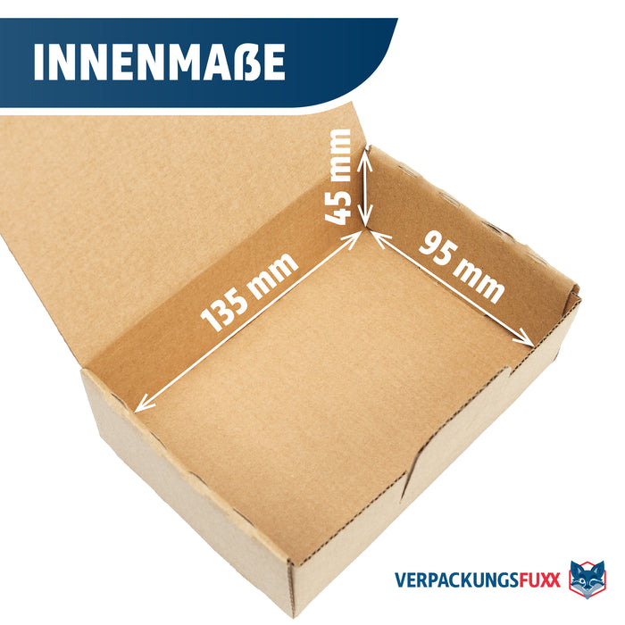 Maxibriefkarton MINI 145 x 100 x 50 mm braun von VERPACKUNGSFUXX