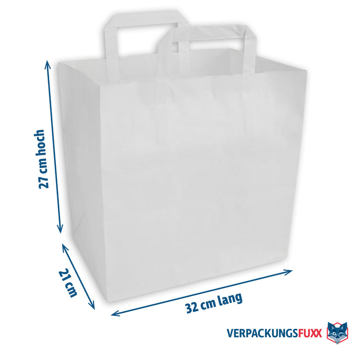 Papiertragetaschen 32 x 21 x 27 cm weiß 250 Stk. Konditorentaschen