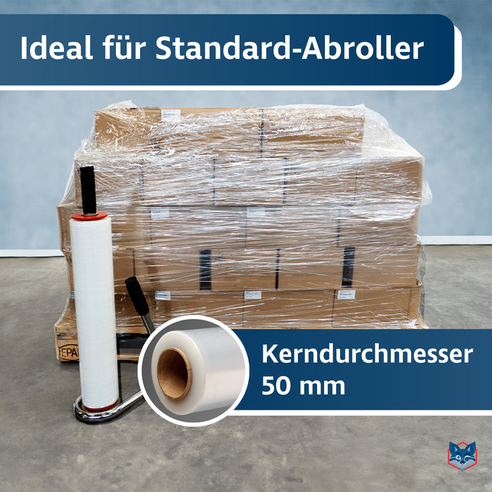 Stretchfolie 50 cm x 300 m transparent 23 µ von VERPACKUNGSFUXX