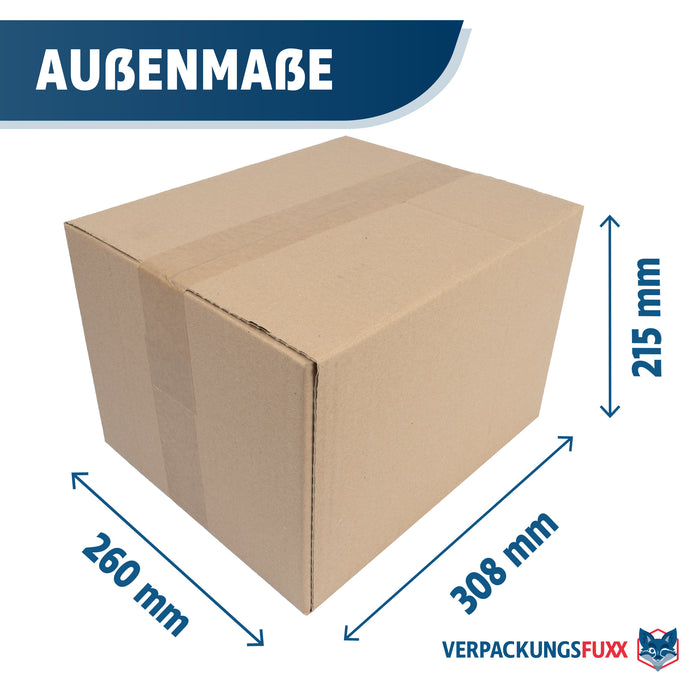 Karton 300 x 250 x 200 mm von VERPACKUNGSFUXX (1-wellig)