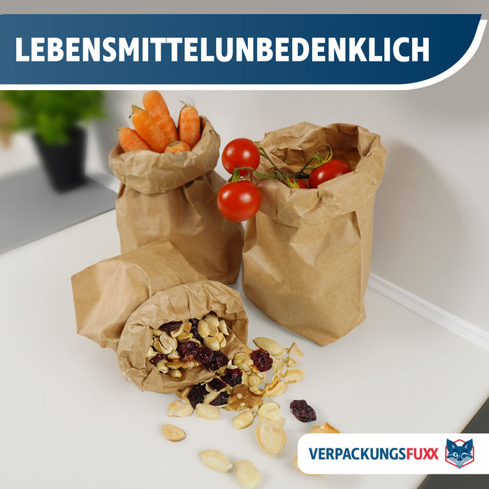 Kreuzbodenbeutel 14 x 5,5 x 21,5 cm braun von VERPACKUNGSFUXX