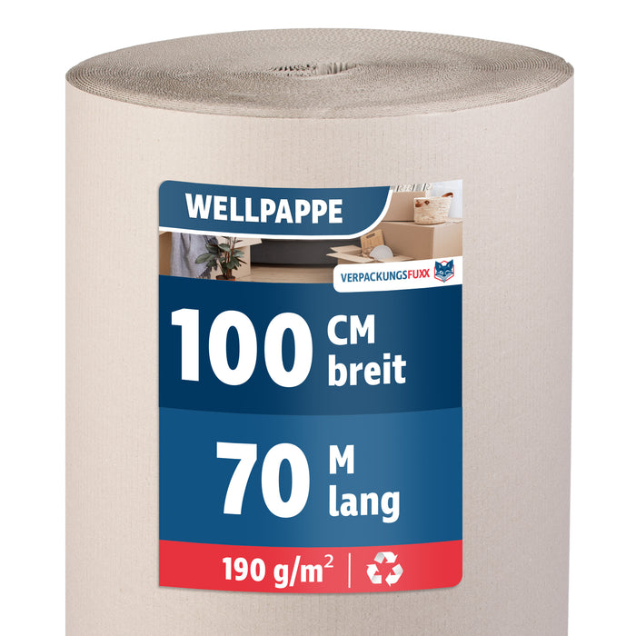 Rollenwellpappe 1-wellig 100 cm x 70 m