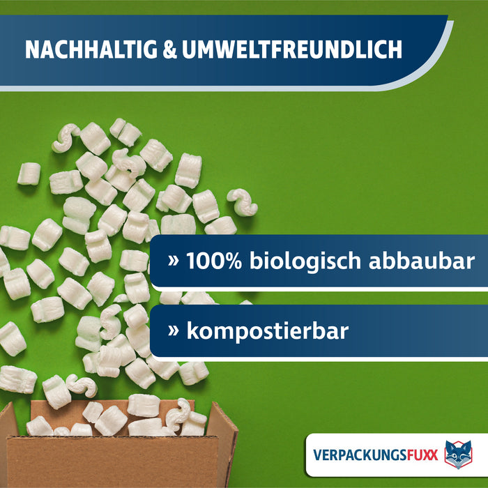 Verpackungschips 50 Liter aus Pflanzenstärke von VERPACKUNGSFUXX