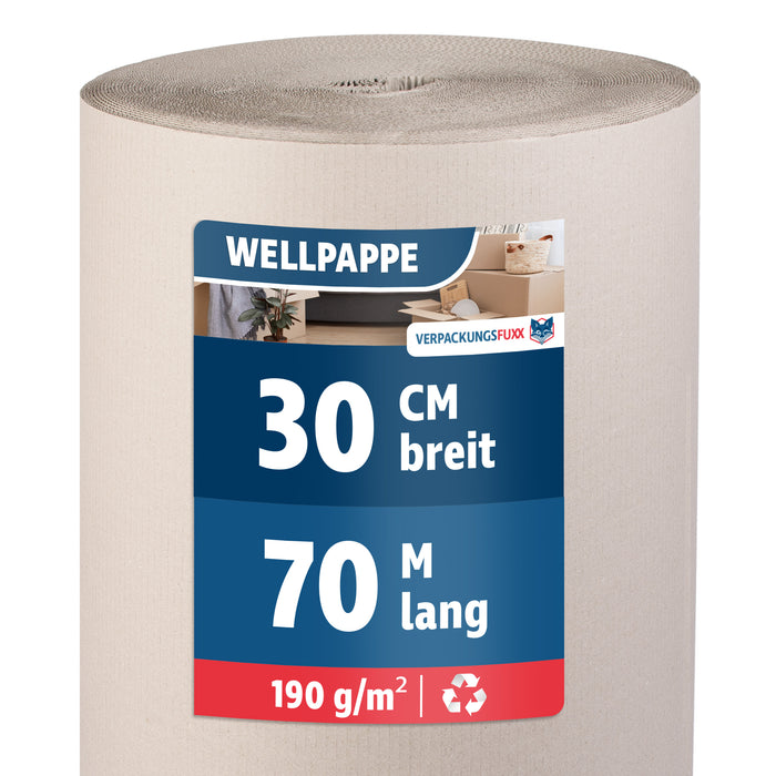 Rollenwellpappe 1-wellig 30 cm x 70 m