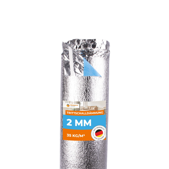 Trittschalldämmung 2 mm Premium Silver Plus mit Dampfsperre