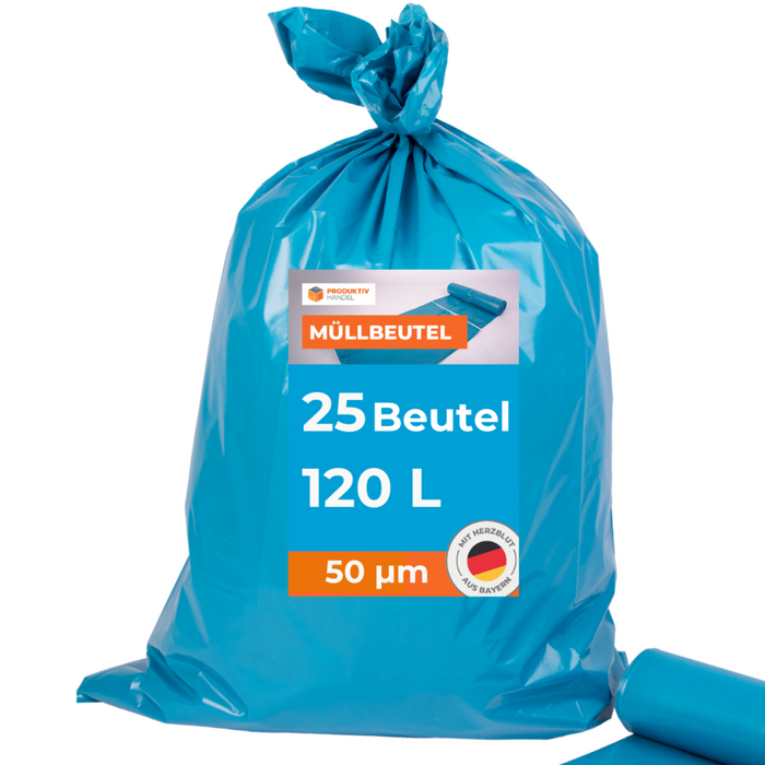 Müllsäcke 120 Liter 50 µ blau von Produktiv Handel