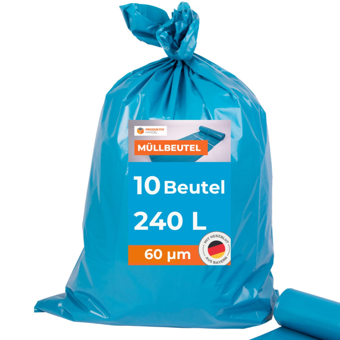 Müllsäcke 250 Liter 75 µ blau von Produktiv Handel