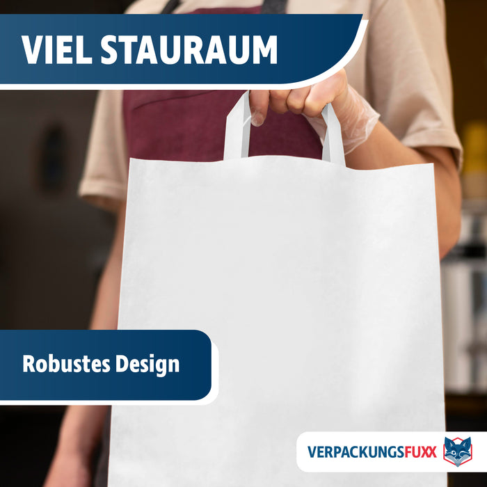 Papiertragetaschen 26 x 17 x 25 cm weiß 250 Stk. Konditorentaschen