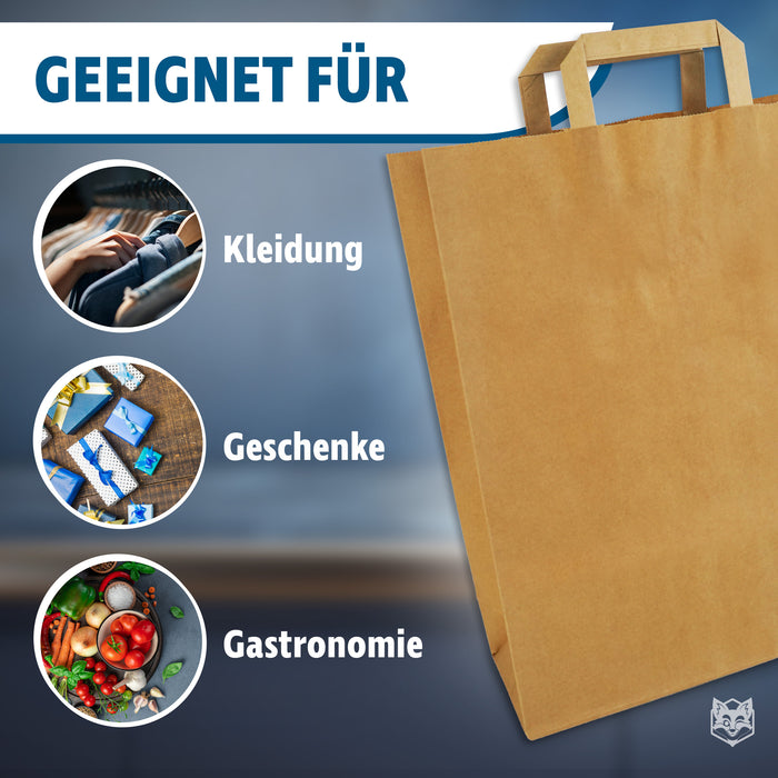 Papiertragetaschen 22 x 10 x 28 cm braun 250 Stk. von VERPACKUNGSFUXX