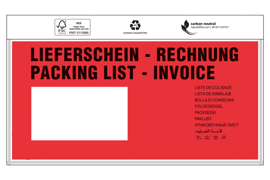 Dokumententaschen, 240x110mm, DIN-lang, mit Druck "Dokumente"