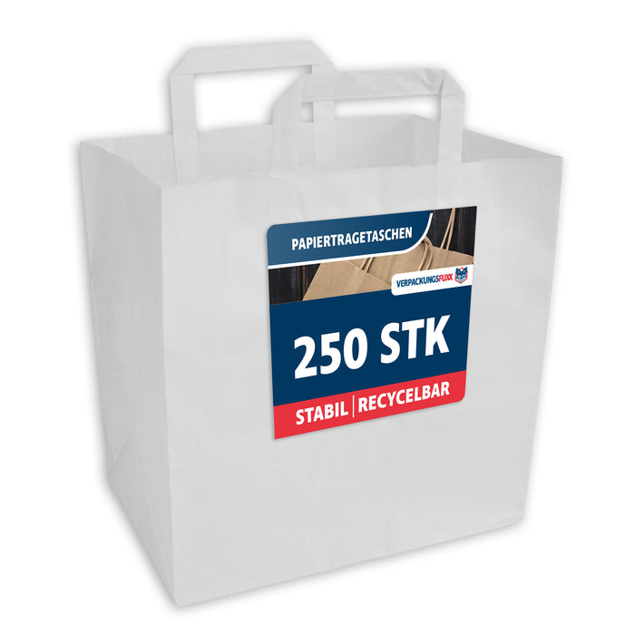 Papiertragetaschen 32 x 21 x 27 cm weiß 250 Stk. Konditorentaschen