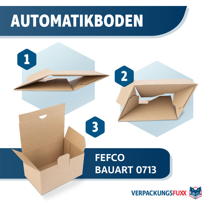 Versandkarton 150x100x90 mm, braun, 1-wellig, mit Automatikboden