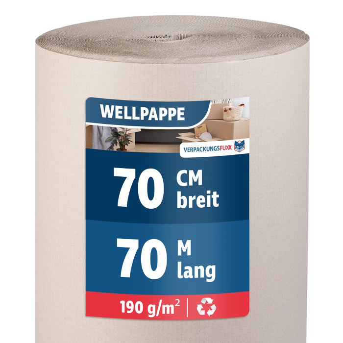 Rollenwellpappe 1-wellig 70 cm x 70 m