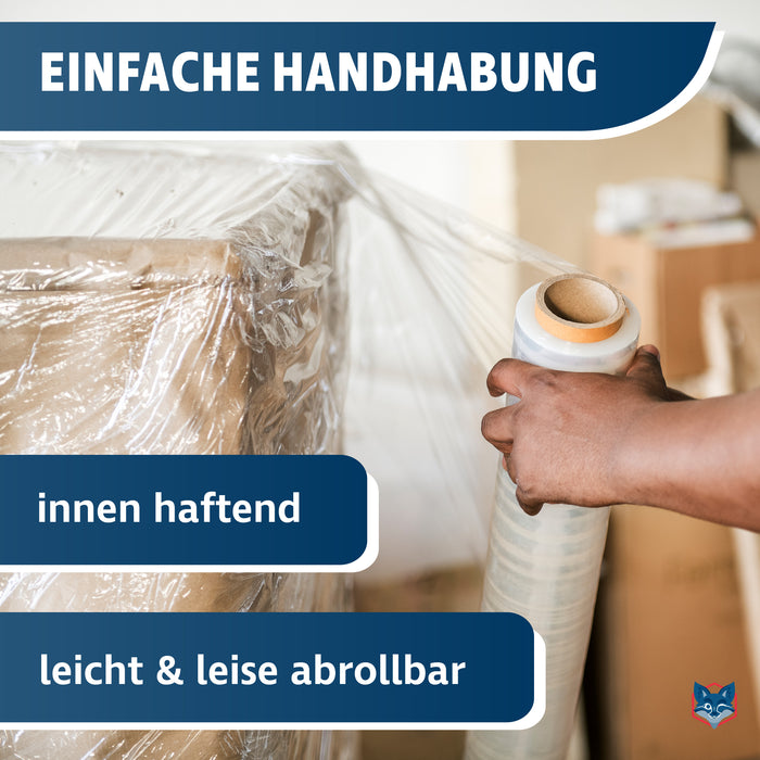 Stretchfolie 50 cm x 300 m transparent 17 µ von VERPACKUNGSFUXX