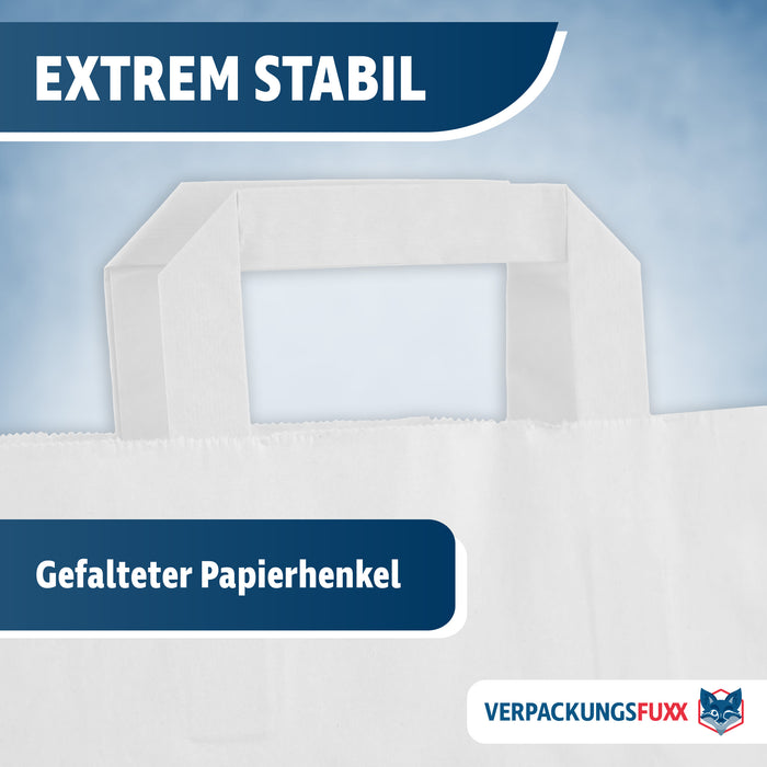 Papiertragetaschen 26 x 17 x 25 cm weiß 250 Stk. Konditorentaschen