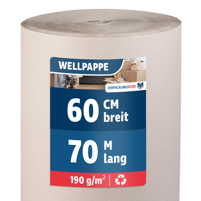 Rollenwellpappe 1-wellig 60 cm x 70 m