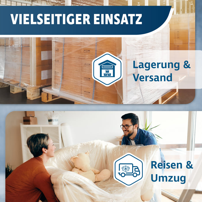 Stretchfolie 50 cm x 300 m transparent 17 µ von VERPACKUNGSFUXX