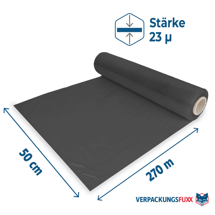 Stretchfolie 50 cm x 270 m schwarz 23 µ von VERPACKUNGSFUXX
