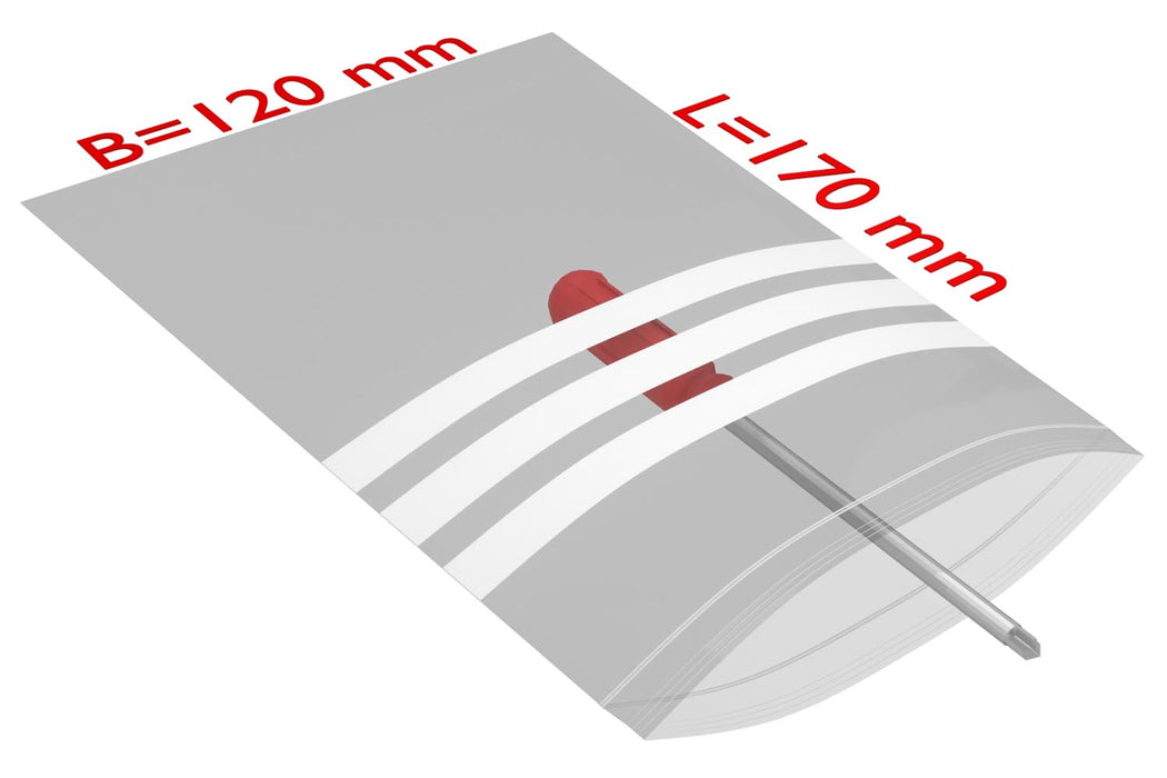 PE-Druckverschlussbeutel, 120x170mm, 50µ,transparent Beschriftungsfeld