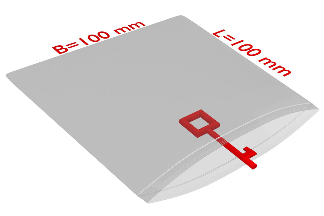 PE-Druckverschlussbeutel, 100x100mm, 50µ,transparent