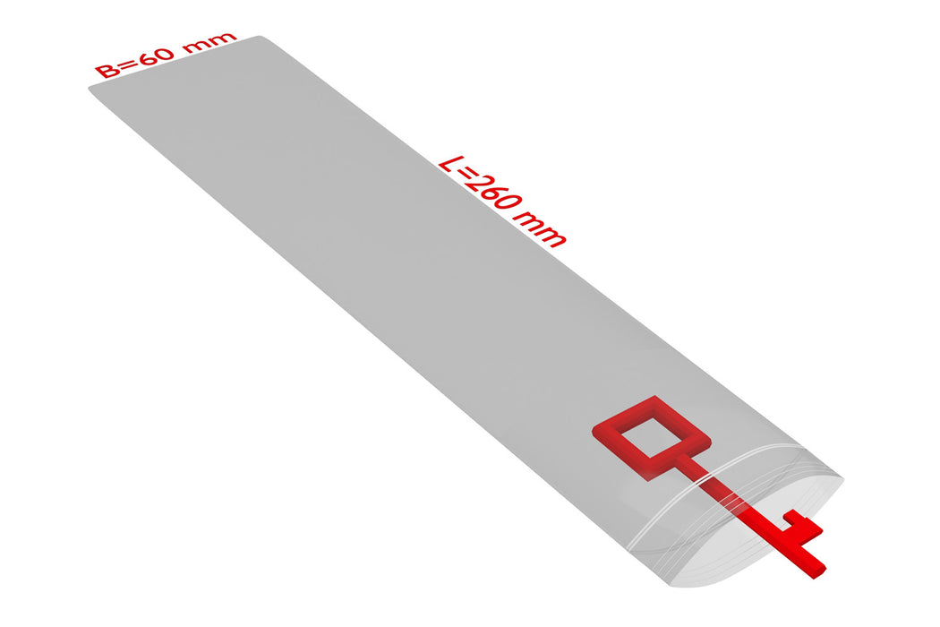 PE-Druckverschlussbeutel, 60x260mm, 50µ,transparent