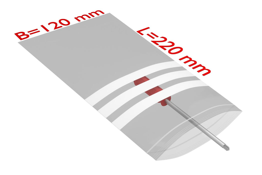 PE-Druckverschlussbeutel, 160x220mm, 90µ,transparent Beschriftungsfeld