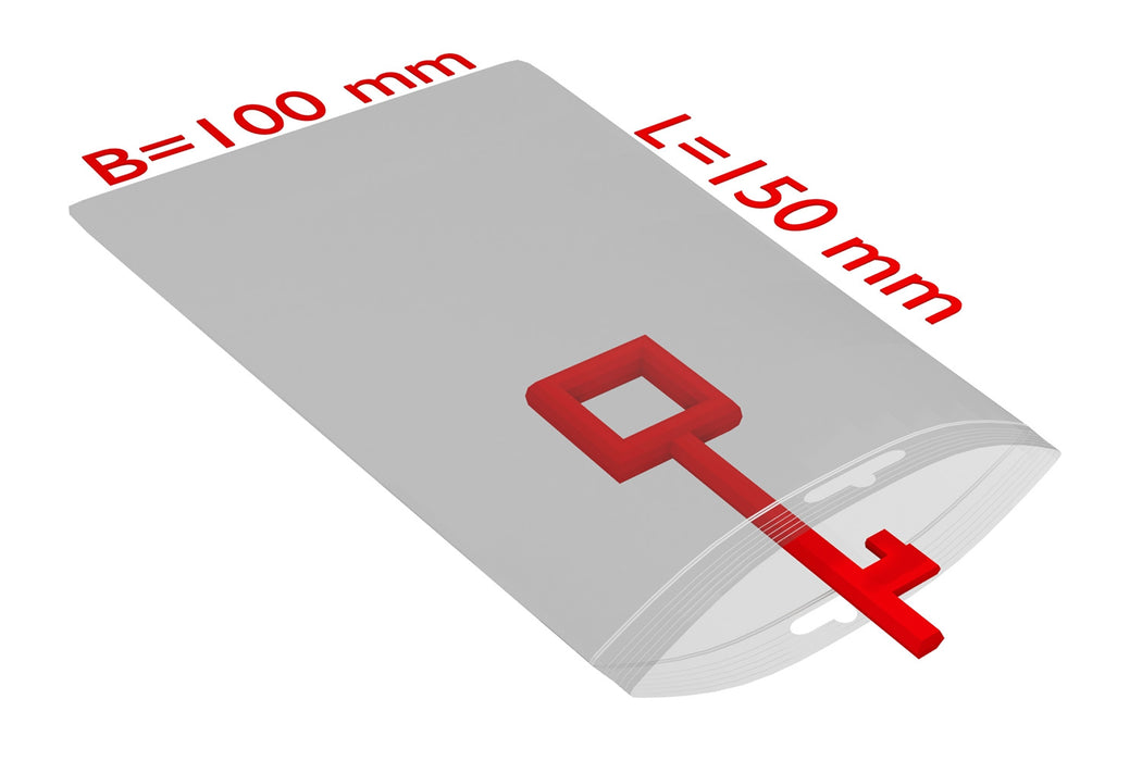 PE-Druckverschlussbeutel, 100x150mm, 50µ,transparent Eurolochung