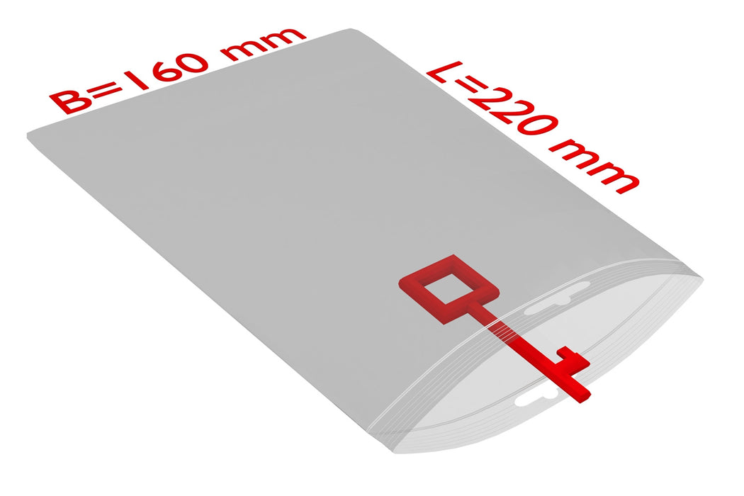 PE-Druckverschlussbeutel, 160x220mm, 50µ,transparent Eurolochung