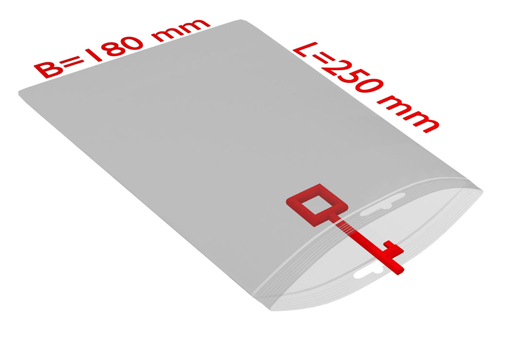 PE-Druckverschlussbeutel, 180x250mm, 50µ,transparent Eurolochung