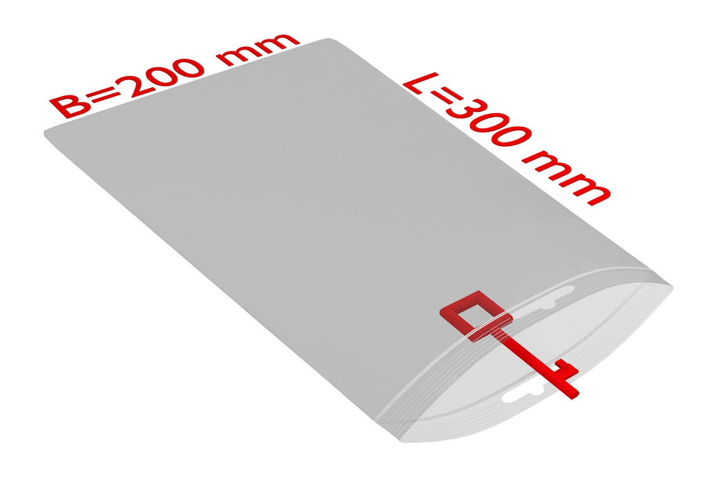 PE-Druckverschlussbeutel, 200x300mm, 50µ,transparent Eurolochung