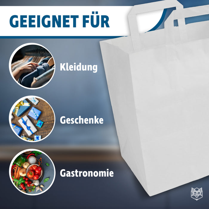 Papiertragetaschen 32 x 21 x 27 cm weiß 250 Stk. Konditorentaschen