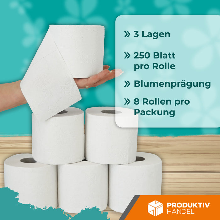Toilettenpapier 3-lagig 250 Blatt 72 Rollen
