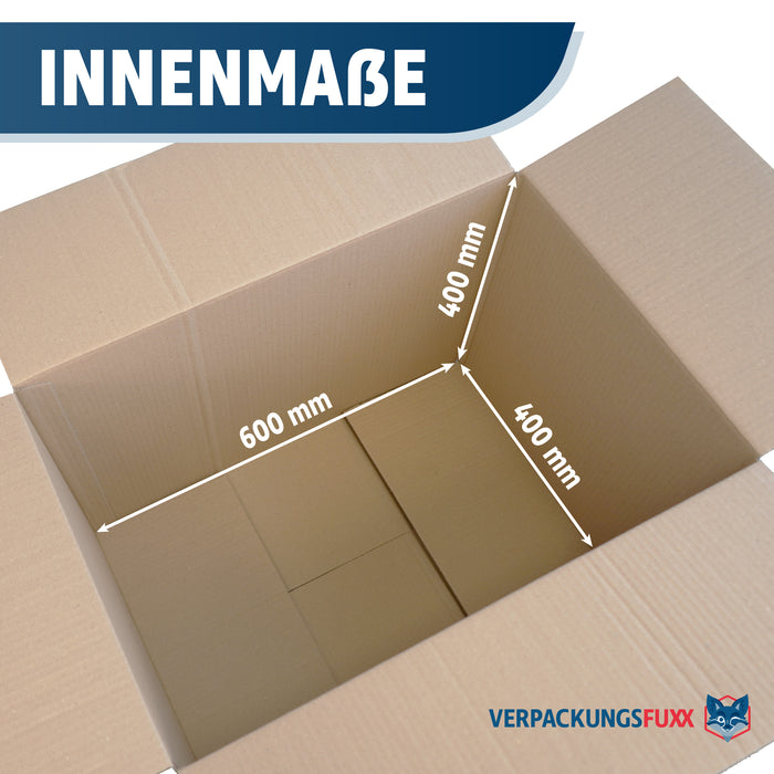 Faltkarton 600 x 400 x 400 mm, 1-wellig, braun, Versandkarton