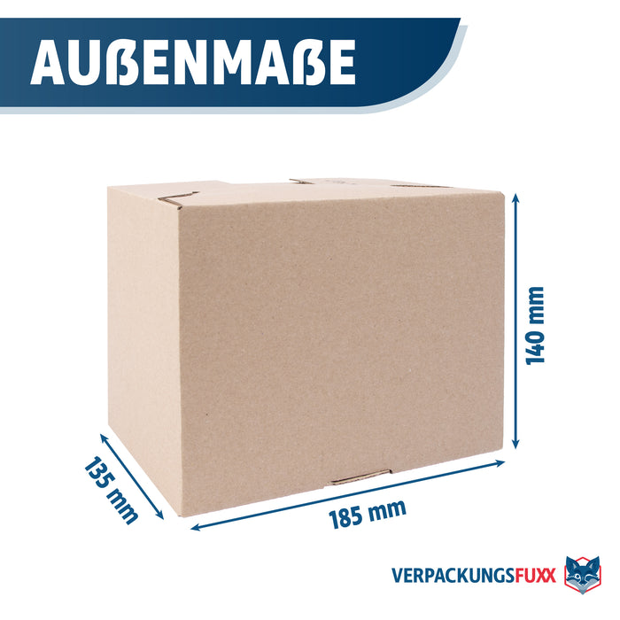 Versandkarton 185x135x140 mm, braun, 1-wellig, mit Automatikboden