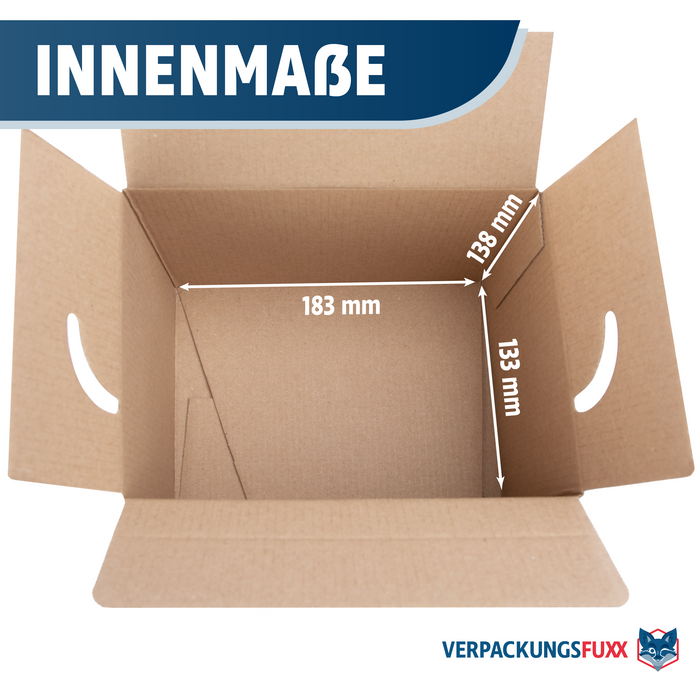 Versandkarton 185x135x140 mm, braun, 1-wellig, mit Automatikboden