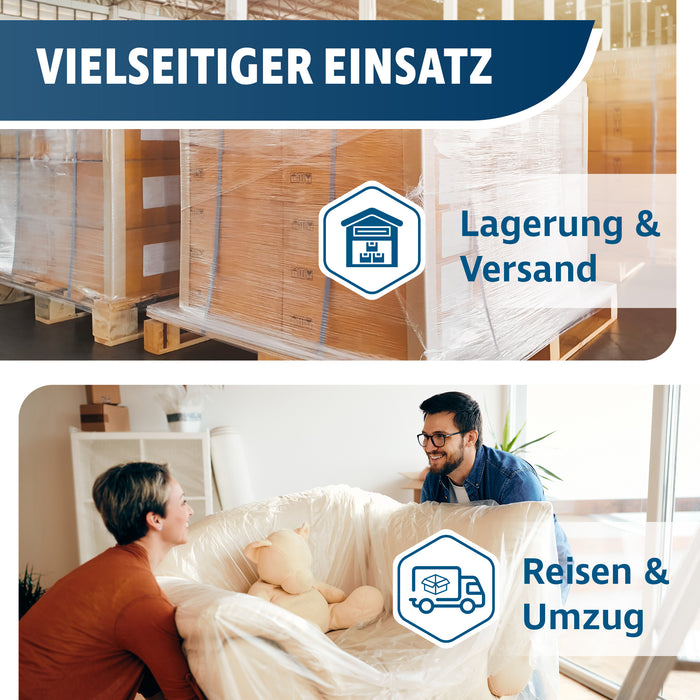 Stretchfolie 50 cm x 300 m transparent 23 µ von VERPACKUNGSFUXX