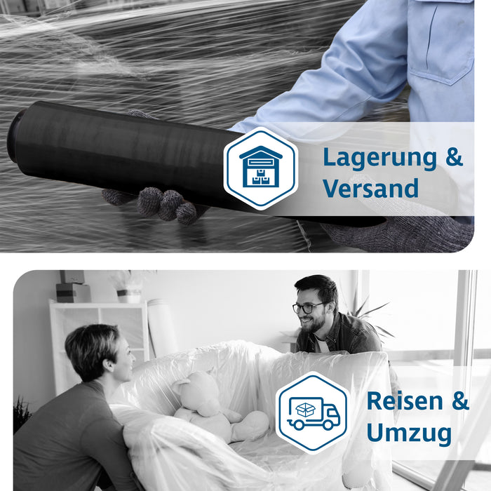 Stretchfolie 50 cm x 270 m schwarz 23 µ von VERPACKUNGSFUXX