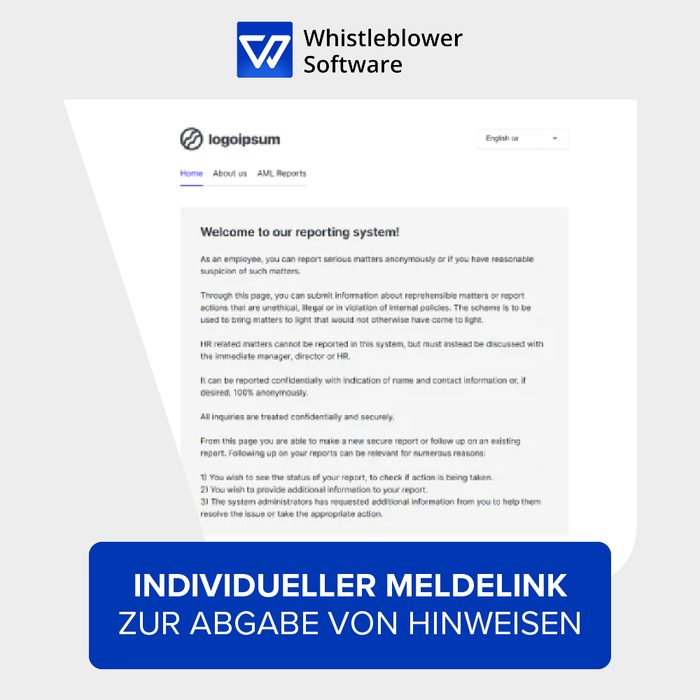 Whistleblower Software - Hinweisgeberschutzsystem (Abo)