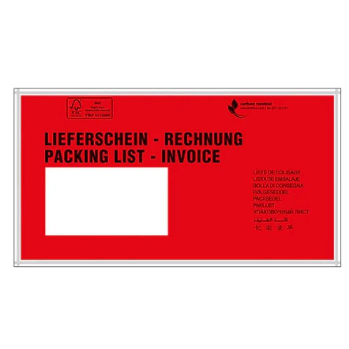 Dokumententaschen, 240x110mm, DIN-lang, mit Druck "Liefersch./Rechg."