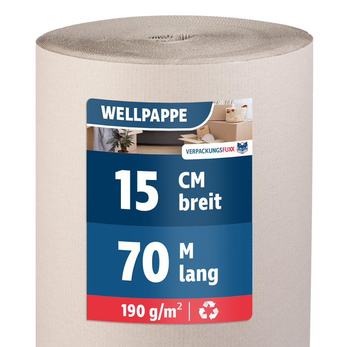 Rollenwellpappe 1-wellig 15 cm x 70 m