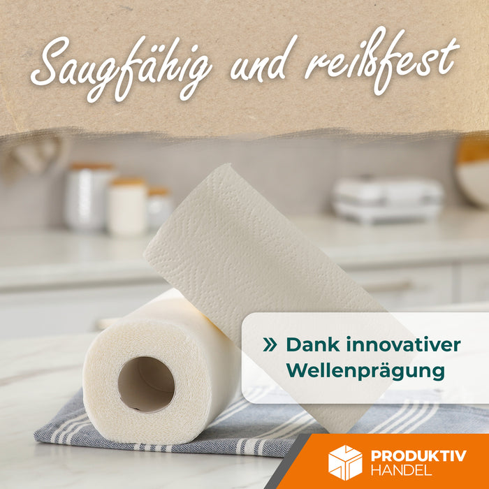 Küchenrolle 3-lagig 64 Blatt aus recyceltem Papier 32 Rollen