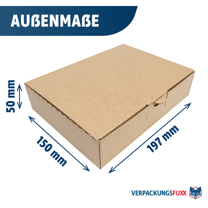 Maxibriefkarton MIDI 200 x 150 x 50 mm braun von VERPACKUNGSFUXX