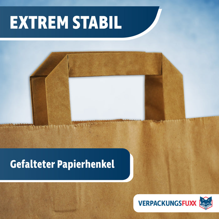 Papiertragetaschen 22 x 10 x 28 cm braun 250 Stk. von VERPACKUNGSFUXX