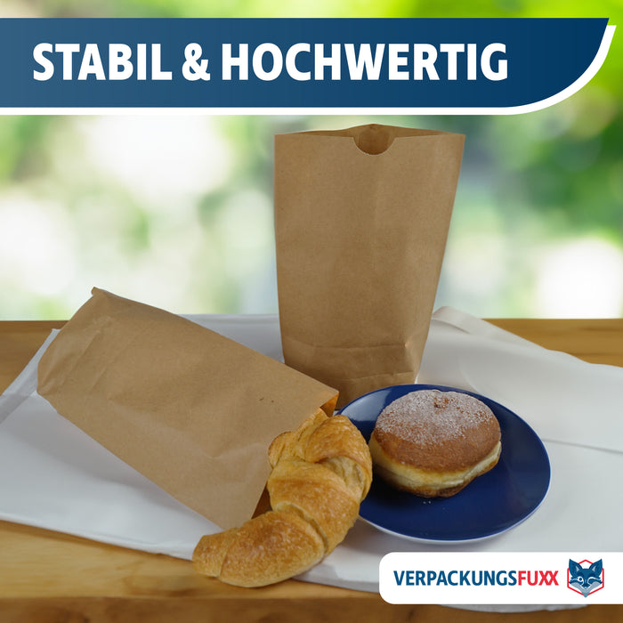 Kreuzbodenbeutel 14 x 5,5 x 21,5 cm braun von VERPACKUNGSFUXX