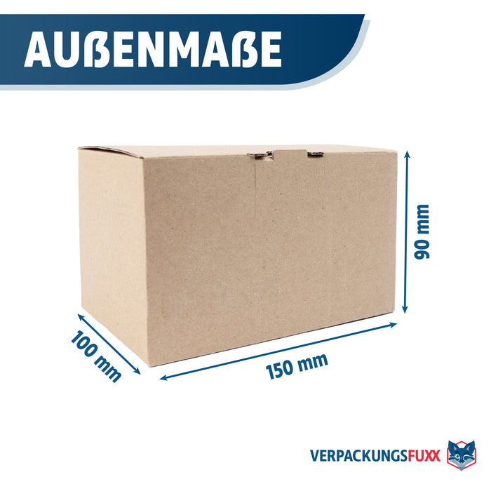 Versandkarton 150x100x90 mm, braun, 1-wellig, mit Automatikboden