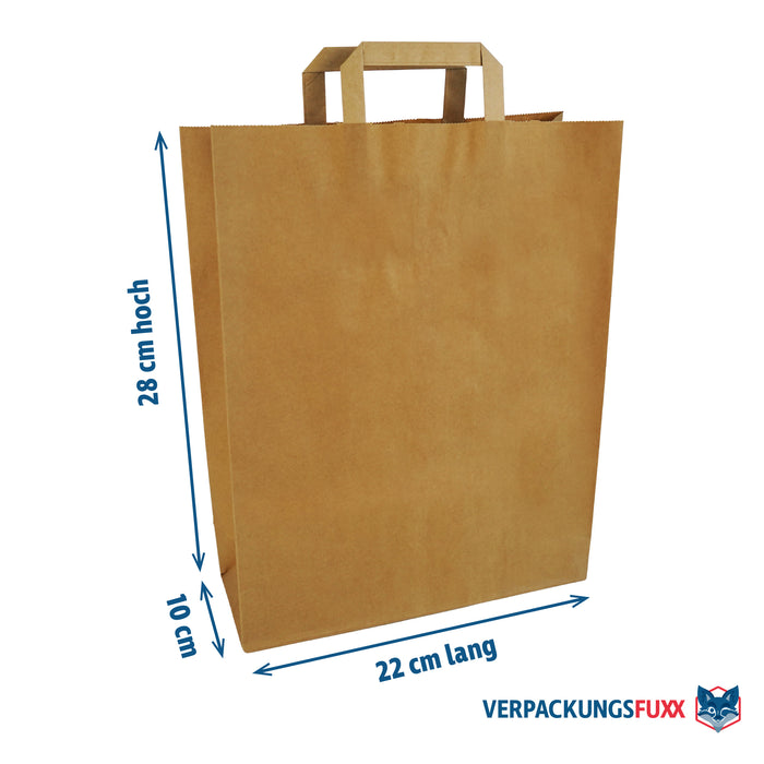 Papiertragetaschen 22 x 10 x 28 cm braun 250 Stk. von VERPACKUNGSFUXX