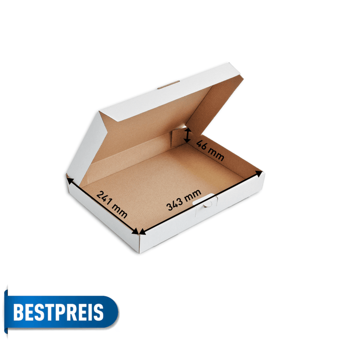 Maxibriefkarton 350 x 250 x 50 von Händlerbund, Faltkarton, weiss